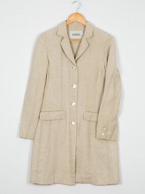 InWear Beige Linen Long Blazer Trench Coat Jacket 6 Minimalist Quiet Luxury